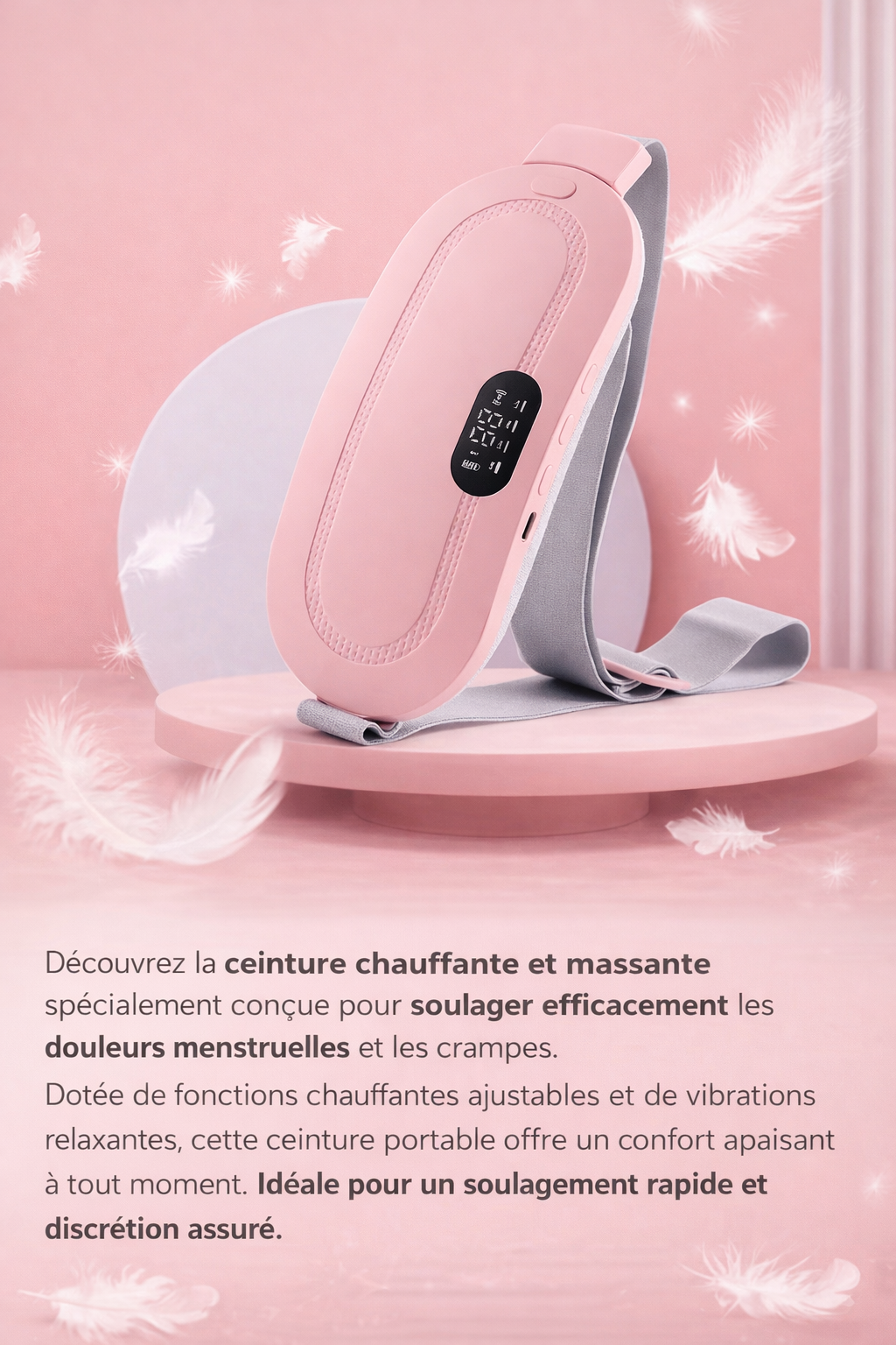Ceinture chauffante massante pour soulagement des règles